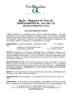 Mg-Zn – Magnesio 4% Cinc 4% (FERTILIZANTES GL, S.A. DE C.V)