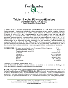 Triple 17 + Ac. Fúlvicos-Húmicos (FERTILIZANTES GL, S.A. DE C.V.)