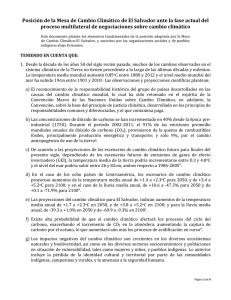 Posición de la Mesa de Cambio Climático de El Salvador ante la fase actual del proceso multilateral de negociaciones sobre cambio climático