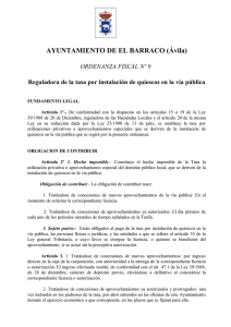 AYUNTAMIENTO DE EL BARRACO (Ávila) ORDENANZA FISCAL Nº 9