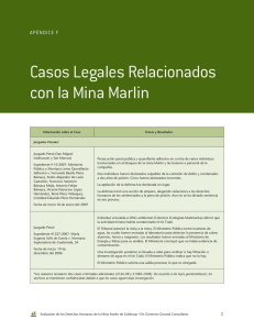 Casos Legales Relacionados con la Mina Marlin APÉNDICE F