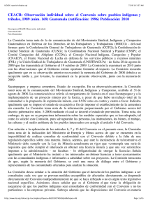 CEACR:  Observación  individual  sobre  el  Convenio... tribales, 1989 (núm. 169) Guatemala (ratificación: 1996) Publicación: 2010