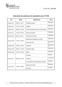 Calendario de exámenes de septiembre para 2º HCS