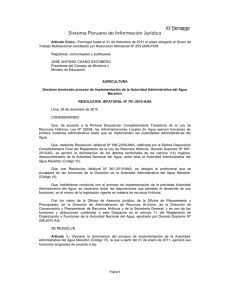 Declaran terminado proceso de implementación de la Autoridad Administrativa del Agua Marañón