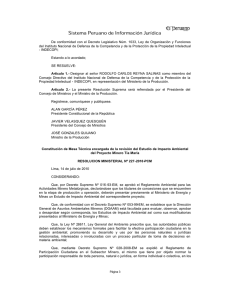 Constitución de Mesa Técnica encargada de la revisión del estudio de Impacto Ambiental del proyecto Minero Tía María.
