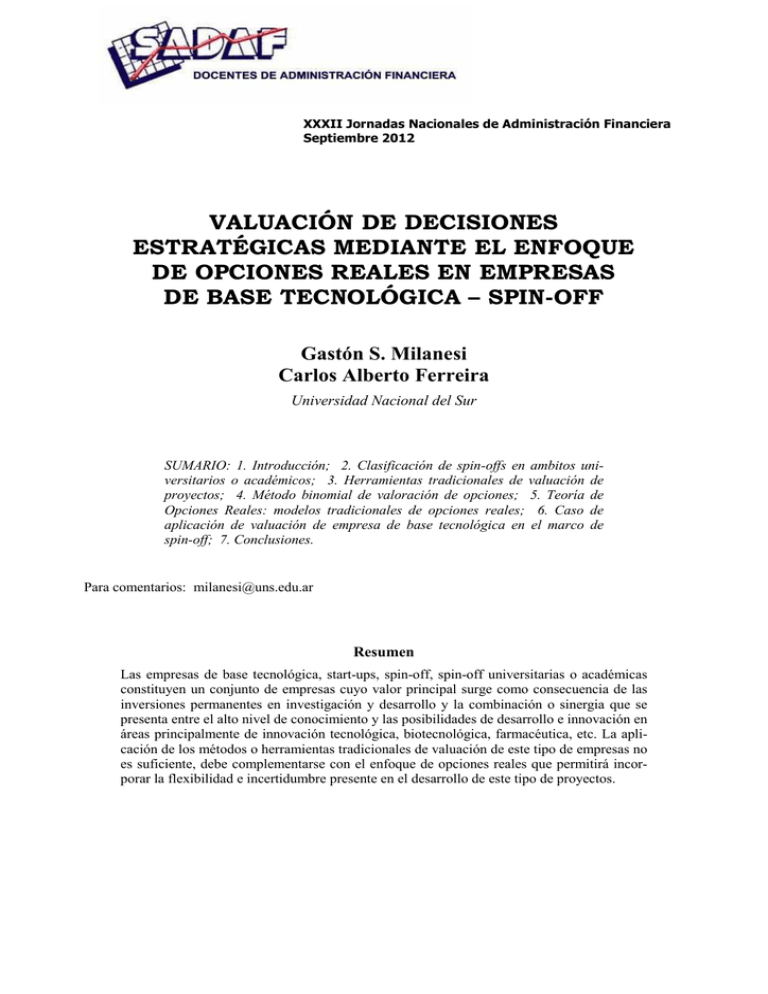 Valuaci N De Decisiones Estrat Gicas Mediante El Enfoque De Opciones