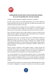 Lee la intervención de Jesús Santos, nuevo Secretario General de la UGT de Navarra, en el acto de clausura del 11º Congreso.