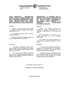 información facilitada por el Gobierno Vasco al Parlamento