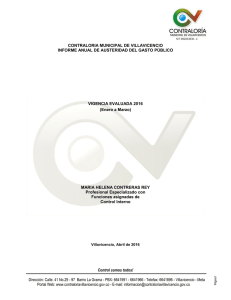 Descargar el informe Austeridad del gasto público de la Contraloría Municipal de Villavicencio, periodo de enero a marzo de 2016 Tipo de archivo: pdf Tamaño: 391.2 kB