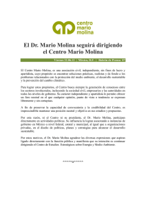 El Dr. Mario Molina seguirá dirigiendo el Centro Mario Molina