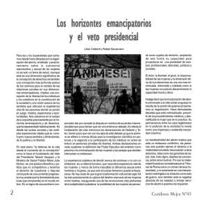 Los horizontes emancipatorios y el veto presidencial - Lilian Celiberti y Rafael Sanseviero
