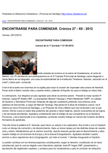 ENCONTRARSE PARA COMENZAR. Crónica 27 - XII - 2012