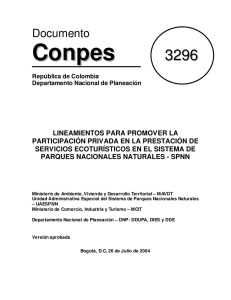 23. Documento CONPES No. 3296 de 2004, “Lineamientos para promover la participación privada en la prestación de servicios ecotur