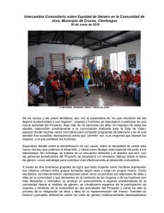 Intercambio Comunitario sobre Equidad de Género en la Comunidad de Jova, Municipio de Cruces, Cienfuegos