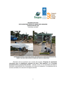 Resumen Ejecutivo visita monitoreo proyecto barrio Raúl Maqueira, Consolación del Sur, 13 de enero de 2015.
