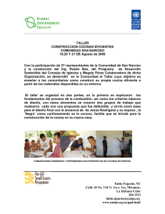Informe sobre Taller Construcción de Cocinas Eficientes en comunidad San Narciso en la provincia de Cienfuegos (agosto 2005).