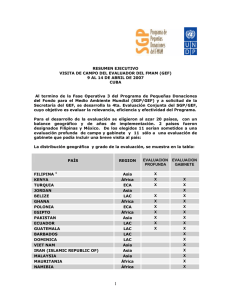 Resumen Ejecutivo sobre visita de campo del evaluador del FMAM (GEF) en las provincias de Cienfuegos, Granma y Guantánamo (abril 2007).