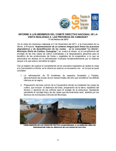 Informe de la visita realizada a la provincia de Camagüey (febrero 2012).