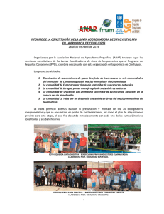 Informe de la constitución de la Junta Coordinadora de 5 proyectos PPD, en la provincia de Cienfuegos, 28 al 30 de Abril de 2014.