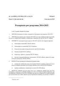Resolución sobre el presupuesto por programas 2014-2015