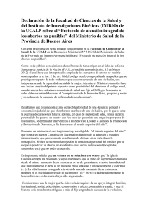 Declaración de la Facultad de Ciencias de la Salud y del Instituto de Investigaciones Bioéticas (INIBIO) de la UCALP sobre el “Protocolo de atención integral de los abortos no punibles” del Ministerio de Salud de la Provincia de Buenos Aires