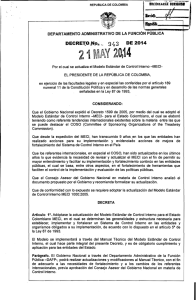 Decreto Nacional No. 943 del 21 de Mayo de 2014 "