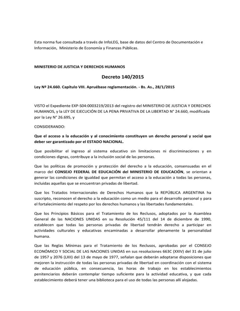 Decreto Reglamentario De La Ley 26695 De Argentina