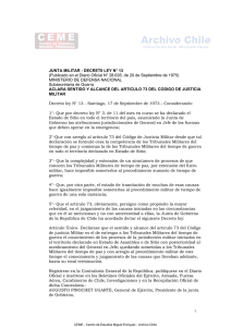 1973 09 20 Junta Militar. Decreto Ley Nro. 13 Sobre artículo 73 Justicia Militar.