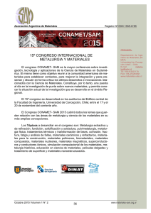 15 Congreso Internacional de Metalurgia y Materiales CONAMET-SAM, Concepci n-Chile