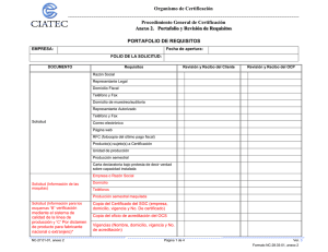 Organismo de Certificación  Procedimiento General de Certificación