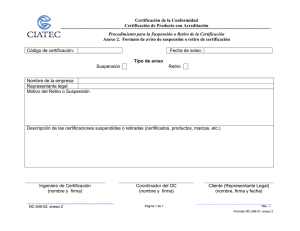 NC-246-02 2 Formato de aviso de suspensión o  retiro de certificación