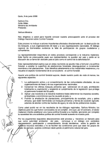 Letter sent to the Ministry of Environment from the Ecuadorians