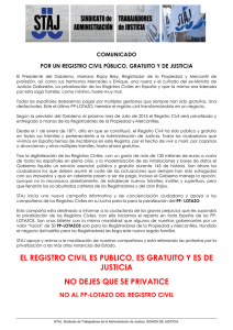 COMUNICADO CONTRA PRIVATIZACION REGISTRO CIVIL 12 03 2015