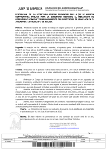 Resolución de la Secretaria General de Justicia e Interior en Málaga por la que se Anuncia Convocatoria Pública de Puesto de Trabajo para su Cobertura Mediante el Mecanismo de Comisión de Servicio y Subsidiariamente por Sustitución