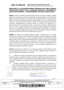 Resolución de la Secretaria General de Justicia e Interior en Málaga por la que se anuncia Convocatoria Pública de Puesto de Trabajo para su Cobertura Mediante el Mecanismo de Sustitución Horizontal y Subsidiariamente por Sustitución Vertical