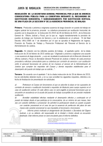 Resolución de  la Secretaria General de Justicia e Interior en Málaga por la que se anuncia convocatoria pública de puesto de trabajo para su cobertura mediante el mecanismo de  sustitución horizontal y subsidiariamente por sustitución vertical
