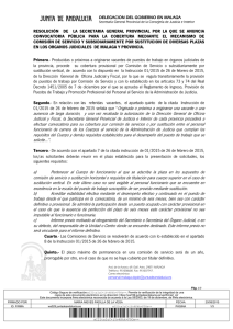 Resolución de  la Secretaria General de Justicia e Interior en Málaga por la que se anuncia convocatoria pública de puestos de trabajo para su cobertura mediante el mecanismo de  comisión de servicio y subsidiariamente por sustitución