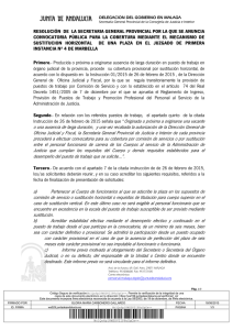 Resolución de la Secretaria General de Justicia e Interior en Málaga por la que se Anuncia Convocatoria Pública de Puesto de Trabajo para su Cobertura Mediante el Mecanismo de Sustitución Horizontal