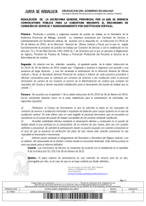 Resolución de la Secretaria General de Justicia e Interior en Málaga por la que se Anuncia Convocatoria Pública de Puesto de Trabajo para su Cobertura Mediante el Mecanismo de Comisión de Servicio y Subsidiariamente por Sustitución