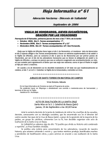 Hoja Informativa nº 61  Adoración Nocturna - Diócesis de Valladolid Septiembre