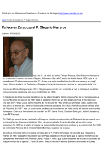 Fallece en Zaragoza el P. Olegario Herreros