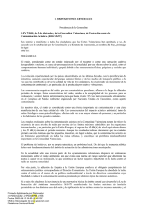 I. DISPOSICIONES GENERALES Presidencia de la Generalitat