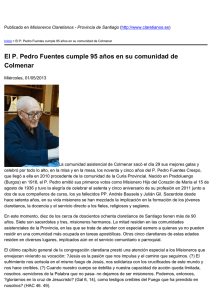 El P. Pedro Fuentes cumple 95 años en su comunidad... Colmenar