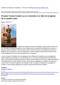El beato Tomás Cordero ya es venerado en el altar... de su pueblo natal.