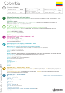 Colombia Country indicators National policy on health technology