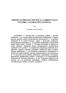 OBSERVATORIO DE POLÍTICAS AMBIENTALES. 1978-2006