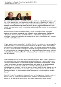 Los juristas Teresa Vicente y José Muñoz Clares y el... sus voces para denunciar el procesamiento del juez Garzón por...
