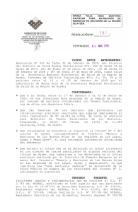 Resolución  Nº  041  de  fecha ... del Servicio de Salud Aysén; Resoluciones Nºs: 182 de fecha... VISTOS
