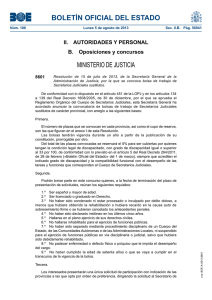 Resolución de 15 de julio de 2013, de la Secretaría General de la Administración de Justicia, por la que se convoca bolsa de trabajo de Secretarios Judiciales sustitutos.