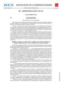 Modificación de la Ordenanza Muncipal Reguladora del Medio Ambiente en el Municipio de Majadahonda. 21 de octubre de 2010